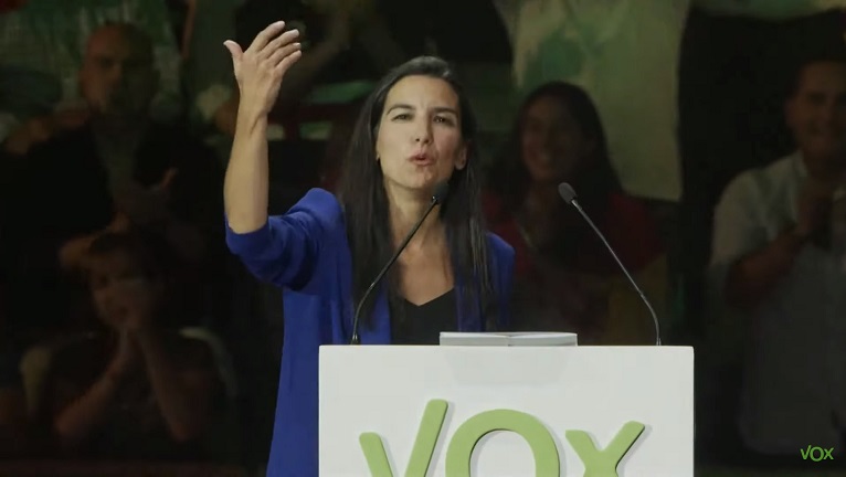 Vox's official Rocío Monasterio in a party event in Madrid on October 6, 2019 (Vox)